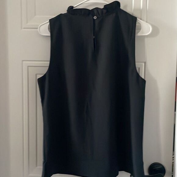 J. Crew Factory Black Ruffle Neck Sleeveless Blouse - Picture 2 of 5